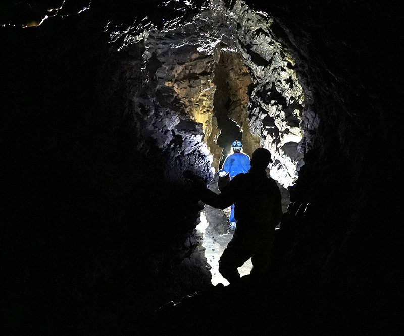 Guided speleology in one of the cave systems near Agios Ioannis